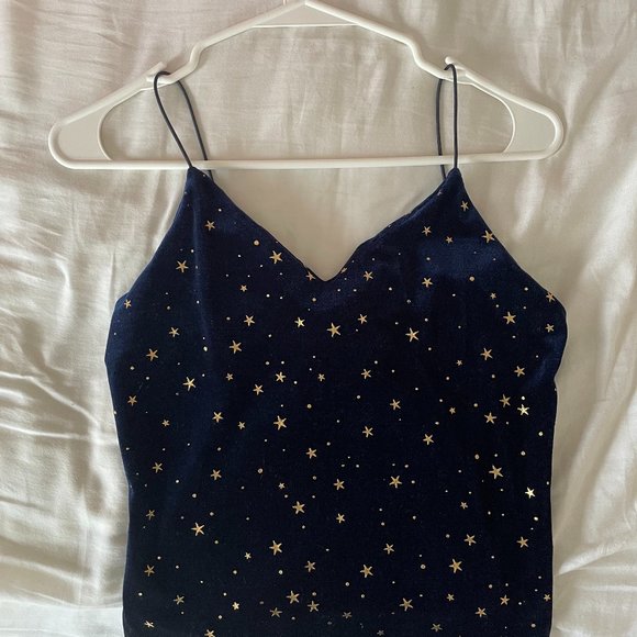 Navy Blue Mini Dress with Golden Stars - Picture 2 of 3